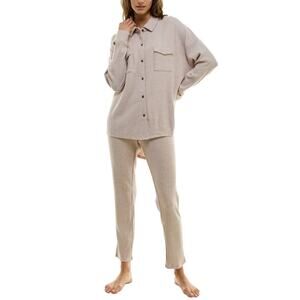 Roudelain Women's Ribbed Sweater-Knit Sleep Tunic Goat Size M 1477